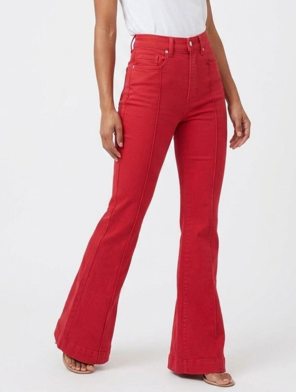 Revice Denim Red Venus Flare Star Back Jeans 27 High Rise Boho Western Retro - Picture 1 of 15